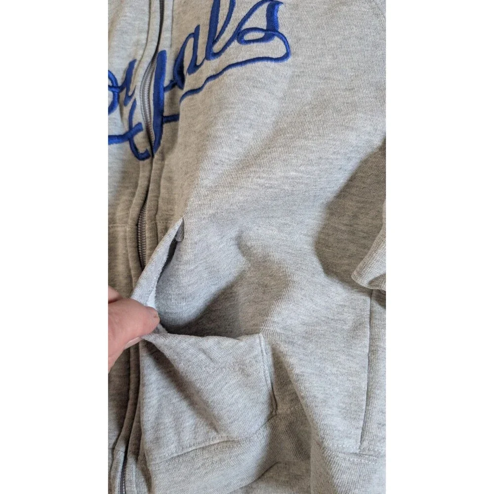 Majestic Kansas City Royals Full Zip Hoodie Youth Small Grey Blue MLB Sweatshirt